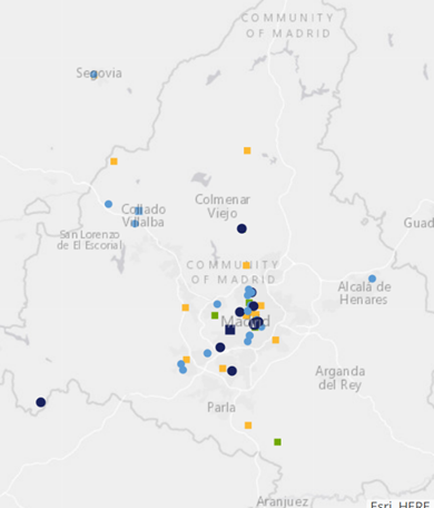 Distribución geográfica de los recursos de cuidados paliativos en la comunidad de Madrid